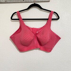 Cacique 44DD Unlined Full Coverage No Wire Bra Pink Wt Dots Back Closure Comfort